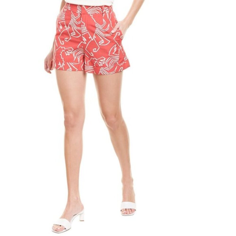 Tyler Boe Lobster High Rise Linen Blend Cuffed Linen Blend Shorts 2